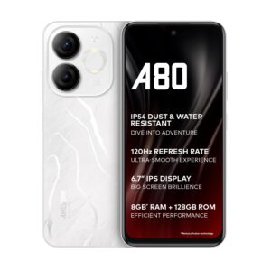 itel A80 | 120Hz Refresh Rate|Punch Hole Display| 4GB RAM, 128GB ROM | Glacier White