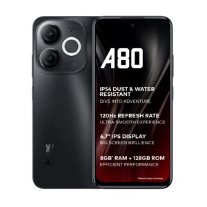 itel A80 | 120Hz Refresh Rate | Punch Hole Display | 4GB RAM, 128GB ROM | Sandstone Black