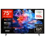 TCL 189 cm (75 inches) Metallic Bezel Less Series 4K Ultra HD Smart LED Google TV 75V6C (Black)